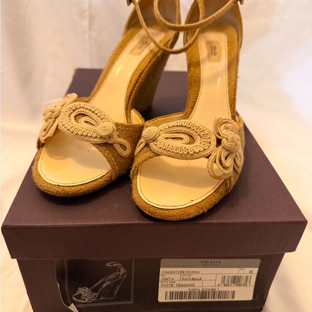 Prada Women's Brown Suede Heels with Elegant Knot Detail